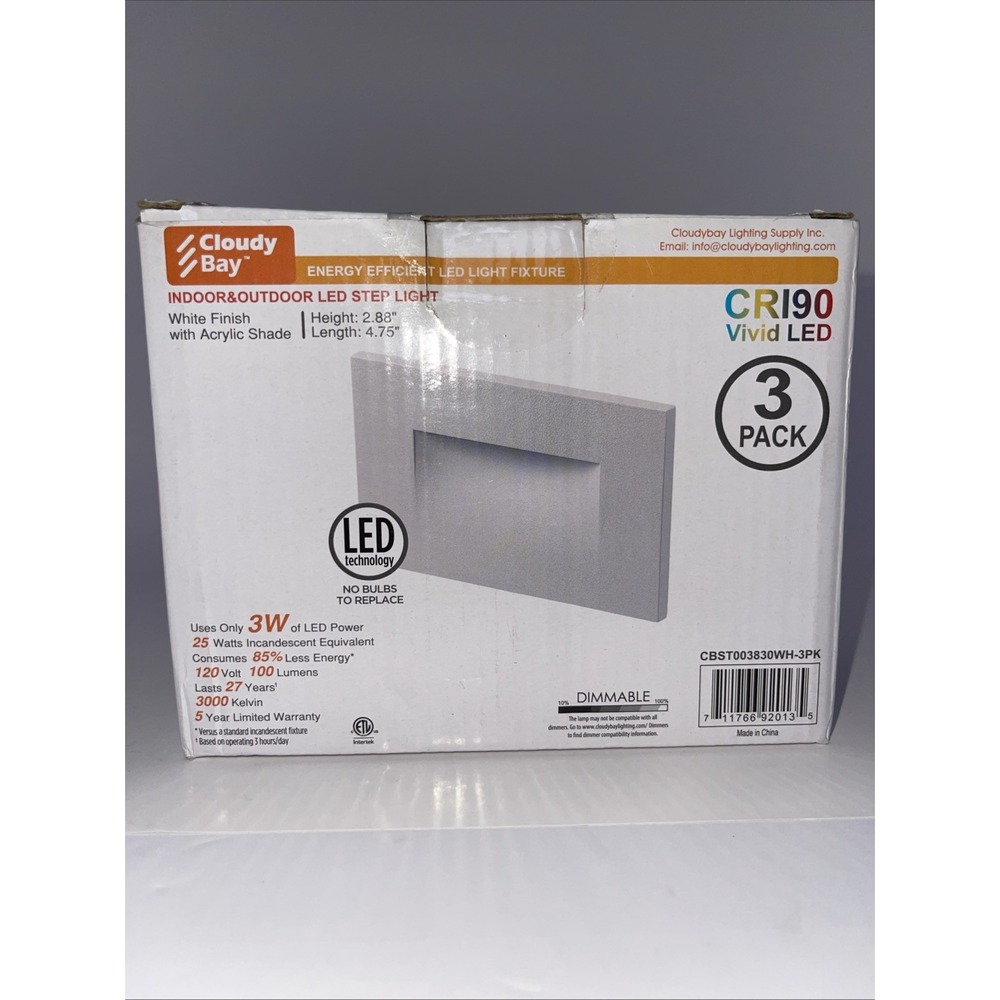CLOUDY BAY 120V Dimmable LED Indoor Outdoor Step Light 4.75" 3pack Quantity 2box